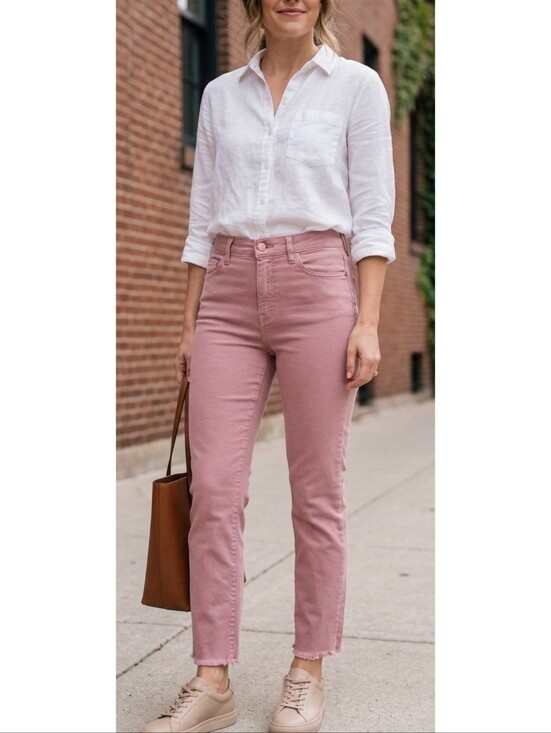 Express Denim - Express High Rise Straight Ankle Jeans Dusty Rose Size 8